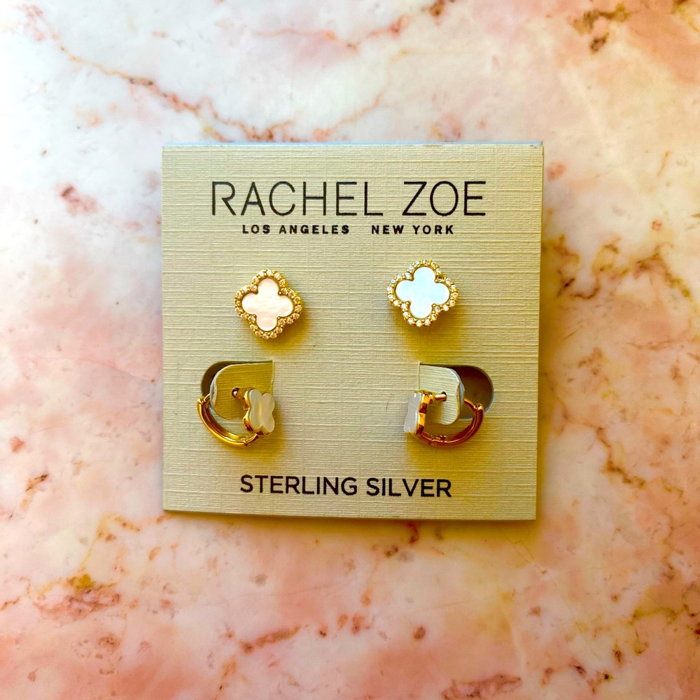 Clover Earrings Mother of Pearl, Gold Plated, Sterling Silver